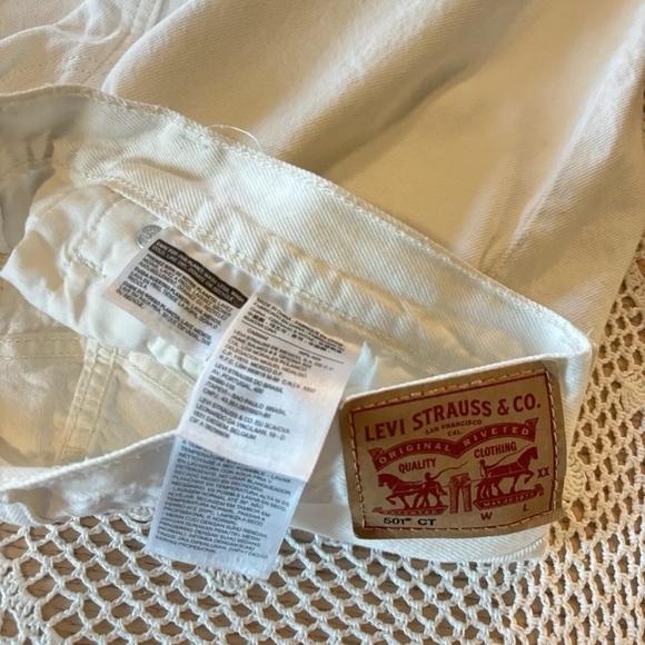 Levis 501 CT Button Fly Jeans Mens 30x27 White Denim 100% Cotton MEASURED SIZE - Picture 8 of 12